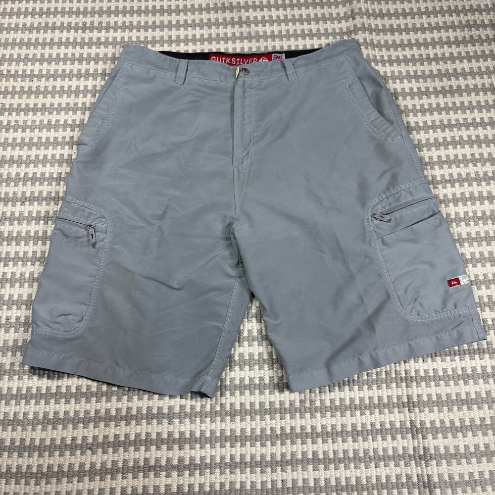 Vintage Quiksilver Y2K Gray Utility Cargo Shorts Size 36 Mens‎ Preowned